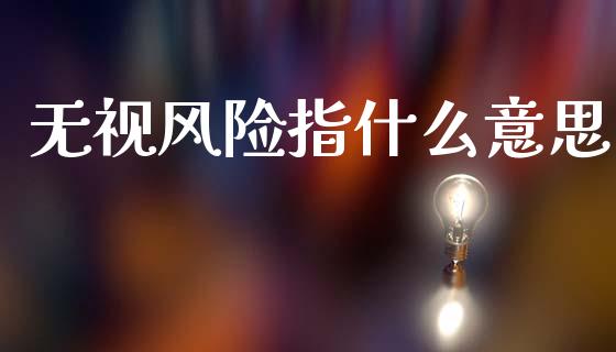 无视风险指什么意思_https://wap.sdxiaoxijinshu.com_财经_第1张