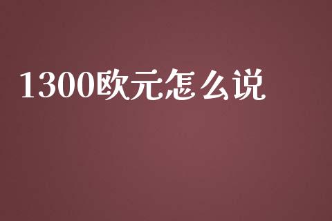 1300欧元怎么说_https://wap.sdxiaoxijinshu.com_财经_第1张