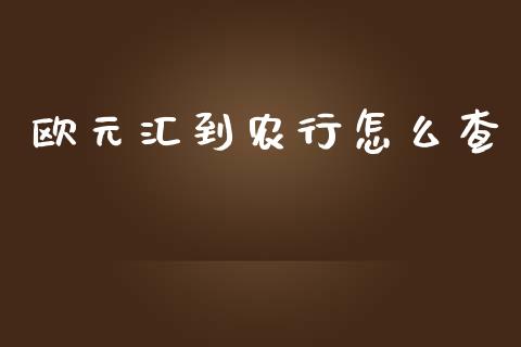 欧元汇到农行怎么查_https://wap.sdxiaoxijinshu.com_财经_第1张